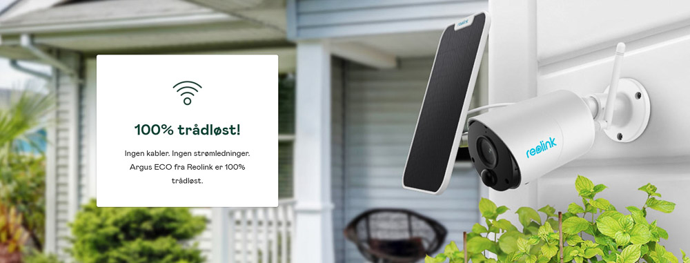 100% trdls batteridrevet kamera