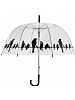 Paraply, gjennomsiktig med fuglesilhouetter